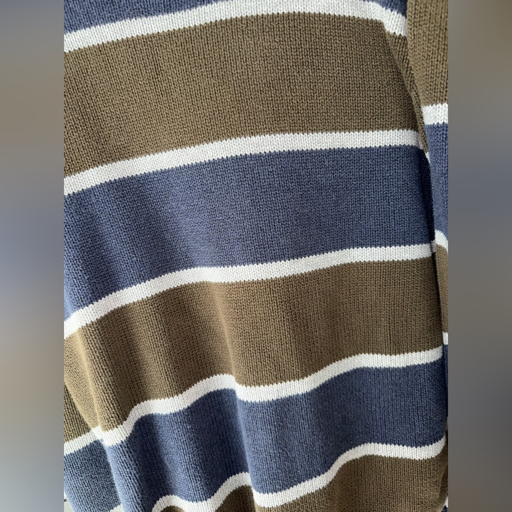 Vintage J. Crew navy striped cotton sweater knit crewneck ribbed academia - Picture 4 of 5